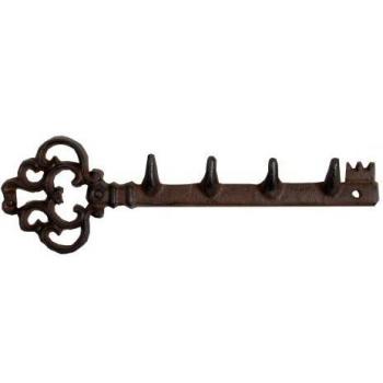 Esschert Design Perchero de Armario toallero, Colgador para Llaves, Hierro Fundido, Llave, Barra de Armario, Barra de Pared, Longitud 30 cm