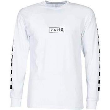 Vans Easy Box Checker LS - Camiseta de manga larga para hombre, color blanco blanco y negro L