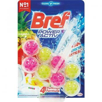 BREF Desinfectante WC Power Activ colgador Hawaii Pack ahorro de 3 blister 50g