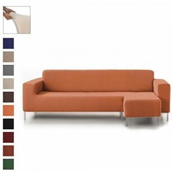 Eiffel Textile Protector Rústica Funda Elástica Brazo, Naranja, Chaise Longue Corto Derecha