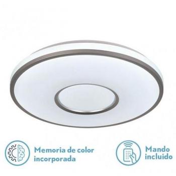 Plafón LED Fabrilamp Temerlan 72W 5400lm Redondo con Regulación de Intensidad, Control Remoto y Función de Memoria, Temperaturas de Color Ajustables 3000K-