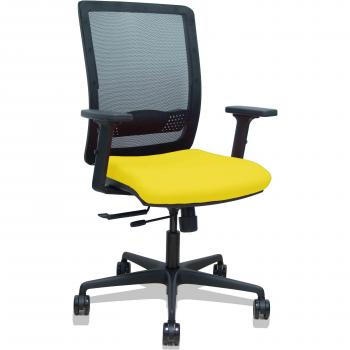 Silla Haches Traslack Malla Negra Asiento Bali Amarillo Brazos 2D Ruedas 65mm