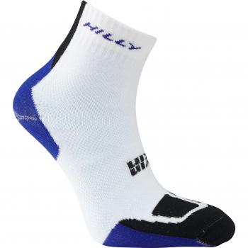 Hilly Calcetines tobilleros para correr de doble piel, color negro, azul eléctrico, gris, grande, Calcetines de running, Hombre, color Blanco/Azul eléctrico/Negro, tamaño small