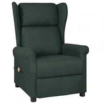 Sillón de masaje eléctrico tela verde oscuro vidaXL 881297