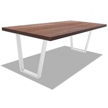 Mesa de comedor Frankystar de madera y metal - patas trapezoidales blancas - 160x90 cm