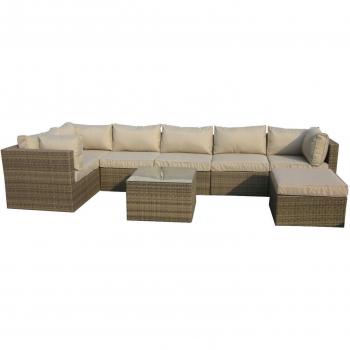 Rattan 9 Seater Modular Outdoor Garden Sofa - Nature - Natural