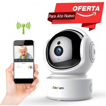 Cámara de Vigilancia KinCam Cámara de Seguridad Inalámbrica 1080P Cámara IP de Vigilancia Doméstica WiFi para Bebés/Personas Mayores/Mascotas/Niñeras Pan/Tilt Audio Bidireccional y Visión Nocturna