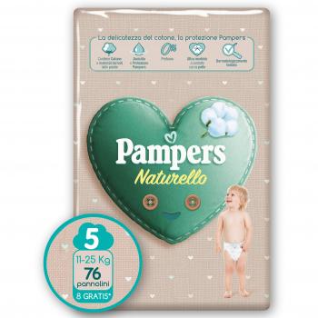 Pañales Pampers Junior Talla 5 (3x19 unidades) - Protección Natural sin Fragancia, 76 Pañales con Algodón y Materiales Naturales, Talla 5 (11-25 kg)