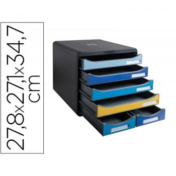 Fichero cajones sobremesa Exacompta big box maxi bee blue 6 cajones colores surtidos