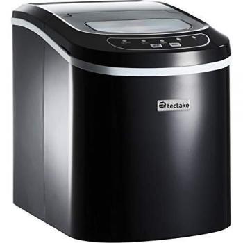 Máquina de Hielo Tectake, Capacidad 12-15 kg/24h, 2,4 L de Agua, Produce 9 Cubitos en 5-13 Minutos, Incluye Cesta y Pala - Negra