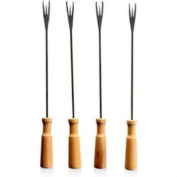 Boska Set de 4 Tenedores de Madera de Roble para Fondue