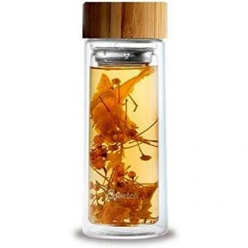 Tetera de vidrio de doble pared - Bambú 320 ml - Qwetch