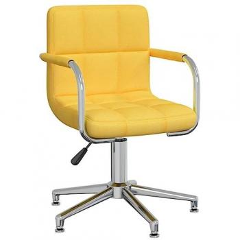 Silla de comedor giratoria de tela amarilla mostaza