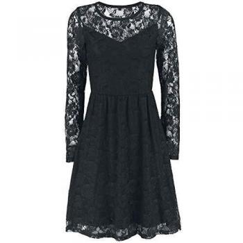 ForPlay Vestido de Encaje Mujer Vestido Corto Negro S, 95% Poliamida, 5% elastán,