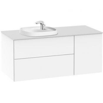 Lavabo posición izquierda + Mueble base 2 cajones + 1 Puerta Unik Beyond Roca, 120 x 50 x 52 centímetros, color blanco