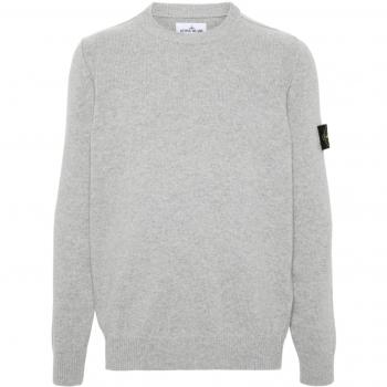 Stone Island Men's Wool Crewneck Sweater in Grey | Size Large | 8115508A3V0M64
