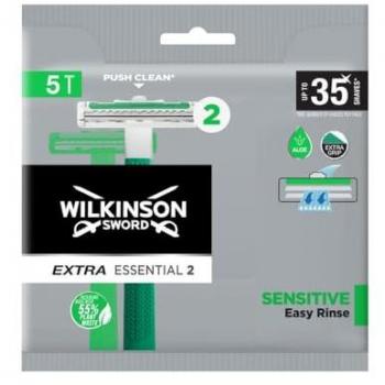 Wilkinson Extra 2 Sensitive Pack de 10 + 5 Maquinillas de Afeitar Desechables - Banda Lubricante con Vitamina E - Protección Afeitado Total