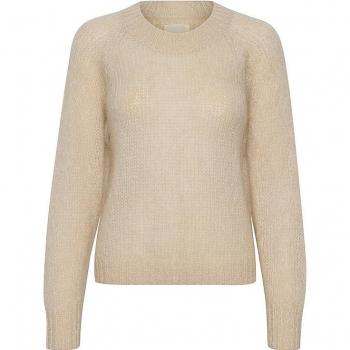 Part Two RHONA Soft Knit Round Neck Sweater in Cream, Size L
