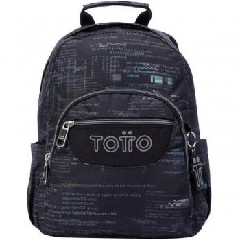 Mochila Escolar Totto Tempera Letras Internet Negro