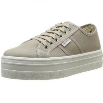 Victoria Women's Beige Canvas Platform Sneakers
