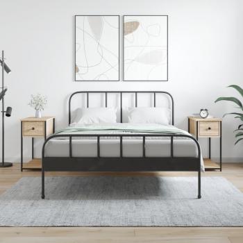 Mesitas de Noche 2 Unidades Madera Ingeniería 30x60x60 cm Negro, Roble Sonoma, Roble Ahumado - Mesas Auxiliares para Dormitorio y Salón