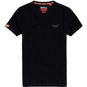 Superdry Orange Label Vintage Embroidered V-Neck T-Shirt for Men - Black - 100% Cotton