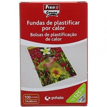 Fixo 1021400 - Caja de 100 fundas para plastificar, transparente, 54 x 86 mm