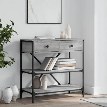 Mesa Consola Gris Sonoma 75x34,5x75 cm - Madera de Ingeniería - A Montar Uno Mismo