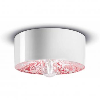 Plafón Floral Ø 25 cm Rojo/Blanco Ferroluce