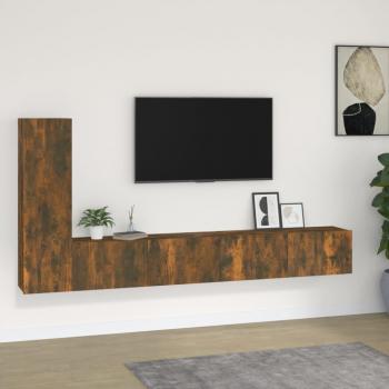 Set de muebles de TV 3 piezas madera contrachapada roble ahumado Vidaxl Marrón