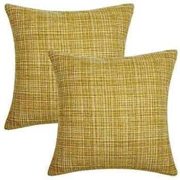 Amazon Brand - Umi Juego de 2 Fundas Cojines 40x40cm, Funda Cojín Sofá Fundas de Almohada Suave de Lino Amarillo Claro