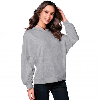 VENCA Camiseta con Capucha y Manga Larga murciélago Rematada por puño by Vencastyle,Gris VIGORÉ,XXL