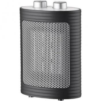 Termoventilador Cerámico 1500W Negro Plata con 3 Funciones y Termostato Regulable