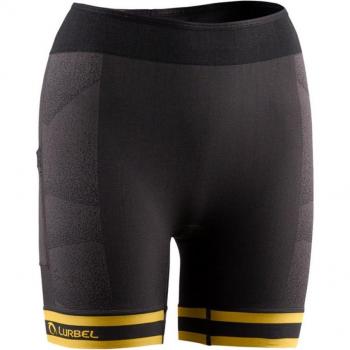 Leggings Lurbel Spirit Shorts W - Mujer en color negro y amarillo, ideal para trail running