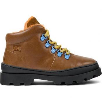 Botas de niños Camper Brutus de piel con cordones en marrón