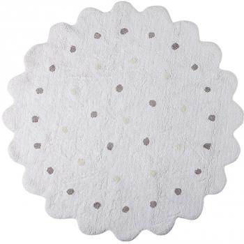Alfombra infantil lavable Lorena Canals Galletita Biscuit, color blanco/rosa/azul, diámetro 140 cm, material de algodón