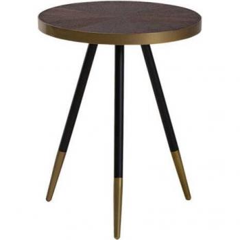 Mesa de centro efecto mármol beige dorado 80 x 80 cm, MDF, diseño de jaula glamour Malibu