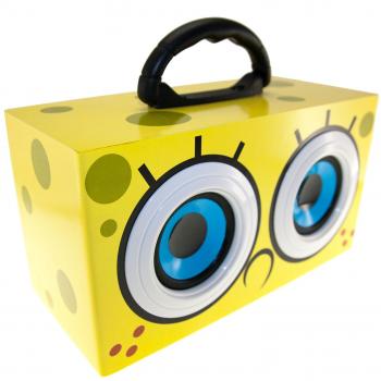 Spongebob SB0019 - Altavoz portátil recargable para fiestas con conector de 3.5 mm, diseño ojos y amarillo