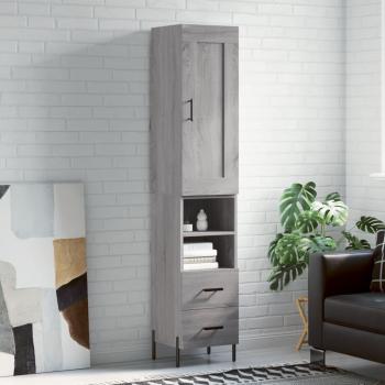 Aparador alto de madera contrachapada gris Sonoma 34,5x34x180 cm
