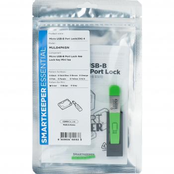Pack de 4 Bloqueos para Puerto Micro USB-B con Mini Llave de Seguridad Verde