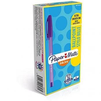 Paper Mate S0977330 - Bolígrafo con capuchón, punta media de 1 mm, caja de 12, color lila