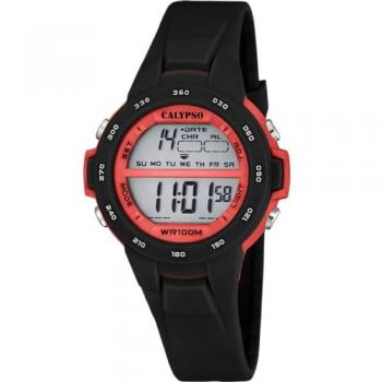 Reloj Infantil Digital Calypso K5850/6 Unisex de Caucho Negro con Cronógrafo y Función de Fecha