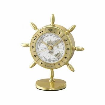 Reloj de Mesa en Forma de Timón Seiko Clocks - SEIKO ALARM CLOCK Mod. QHG107G, diseño náutico, alarma, luz nocturna, mecanismo de cuarzo, tamaño compacto ideal para mesa o mesita