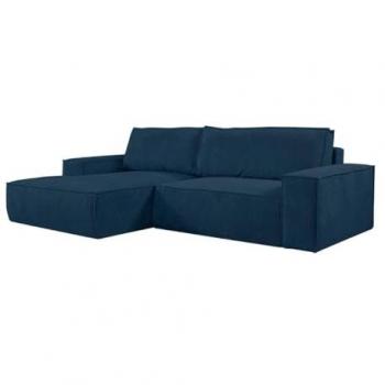 Sofá Rinconera Convertible de Pana Azul Amelia - Ángulo Izquierdo