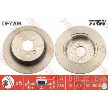 Disco de freno TRW DF7209, completo, 1 pieza