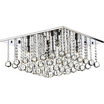 Plafón Abacus de cristal y cromo pulido 5 bombillas G9 500 mm