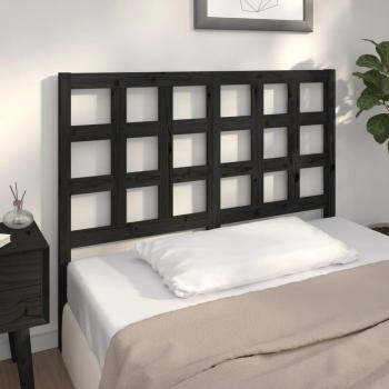 Cabecero para cama negra 125,5x4x100cm madera maciza de pino