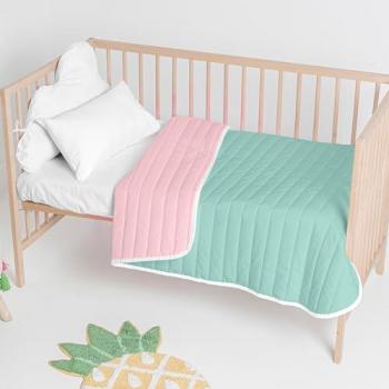 Colcha Cuna HappyFriday Dash Menta 100x130 cm, 100% Algodón Exterior, Relleno de Poliéster, Calidad 150
