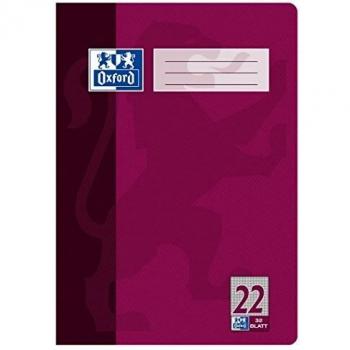 Cuaderno Oxford A4 Cuadriculado 5mm, Raya 22, 32 Hojas, Color Ciruela