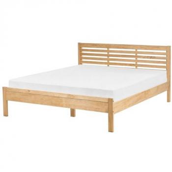 Cama de Madera Clara 160 x 200 cm con Cabecero de Listones Carnac